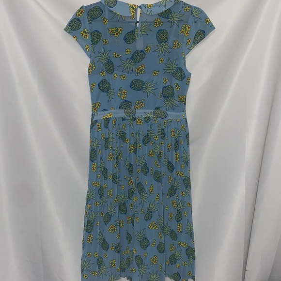 Modcloth Blue Flutter Sleeve Sundress See measurements Pineapple design pleated - Picture 10 of 14